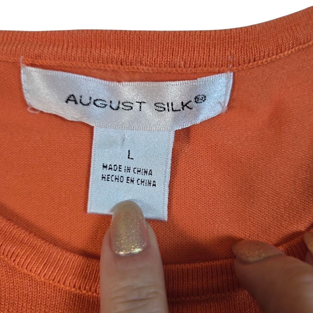 Orange Sleeveless Top August Silk Sz L - Picture 4 of 6